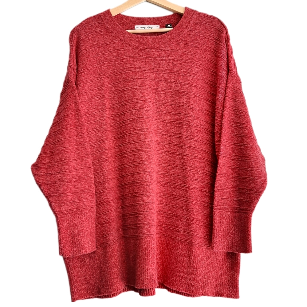 🍒 PENNINGTONS In Every Story Sweater Knit Top Red Sz 3X